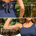 Summer Mae One Shoulder Women's One Piece Swimsuit Ribbed Scalloped Swim Suits Slimming Full Coverage Modest Bathing Suit (14, Blue Black)