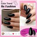 LoveOurHome 240pc Almond Press on Nails Medium Black Fake Nail Tips Full Cover Glue Almond Acrylic Nails Press ons Nail Short Stiletto False Artificial Fingernail & Glue Adhesive Tabs for Women Girls
