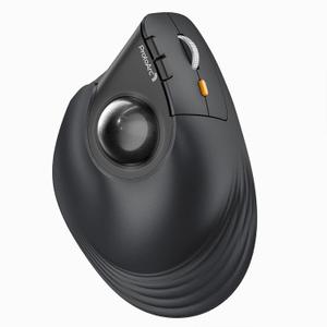 ProtoArc Vertical Wireless Trackball Mouse, EM05 NL Bluetooth Ergonomic Rollerball Mouse Rechargeable Computer Laptop Thumb Mice, 3 Device Connection, Compatible with iPad, Mac, Windows, PC-Gray
