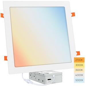 MujHoJm LED Square Recessed Lighting 11 Inch Ultra-Thin, 24W 1920lm Dimmable Square Ceiling Light with Junction Box, Downlight 5CCT 2700K-5000K, LED Can Lights - ETL Certified 1 Pack