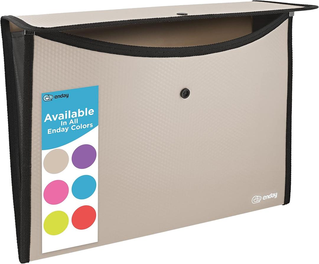 Square Flap Document Holder Grey, Expanding File Folder, A4 Letter Size Reusable Filling Envelopes, Snap Closure Wallet File Pouch 