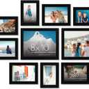 Americanflat Set of 10 Picture Frames with Shatter-Resistant Glass - Gallery Wall Frame Set with Two 8x10, Four 5x7 and Four 4x6 Frames - Signature Collection - Black