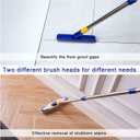 ITTAR Grout & Scrub Brush Combo, Floor Scrubber with Long Handle, Multi-Purpose Stiff Bristles Cleaning Brush Set for Tile, Grout, Deck, Kitchen, Shower Floor (2 Pcs)