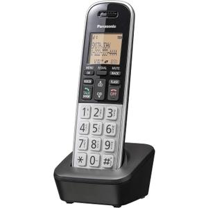 Panasonic Compact Cordless Phone with DECT 6.0, 1.6" Amber LCD and Illuminated HS Keypad, Call Block, Caller ID, Multiple Display Languages  1 Handset  KXTGB810S (Black/Silver)