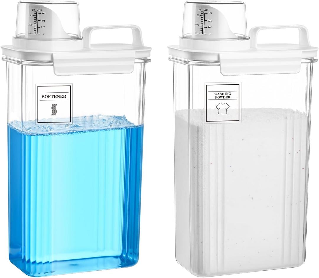Laundry Detergent Dispenser for Laundry Room,94oz Fabric Softener Dispenser,Liquid Laundry Detergent Container,Laundry Detergent Organizer for Laundry Room Organization with 6 Labels, 2 Pack