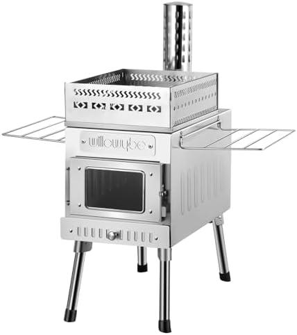 WillowyBe Outdoor Sauna Hot Tent Stove, Rocket Stove Heater, Portable Camping Wood Stove for Dry Sauna, Cooking for Husband and Friends