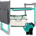 Garden Kneeler and Seat, 2-in-1 Foldable Garden Bench with Non-Slip EVA Foam Pad, Storage Bags, Glove, Portable Gardening Stool for Kneeling & Sitting, Ideal for Gardeners, Patio, Fishing, 11.22" X 6.1" X 21.33"