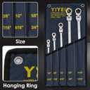 Extra Long Flex-Head Ratcheting Wrench Set, SAE 1/4" to 13/16", 5 Pcs Double Box End Long Handle Ratchet Wrenches, 72-Teeth, CR-V Labor-Saving Aviation Spanner with Pouch, Extra Torque for Tight Bolts