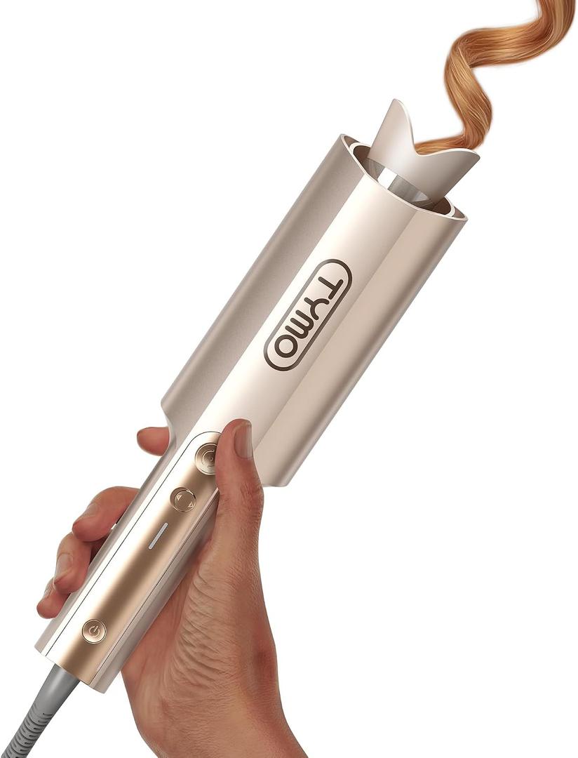 TYMO CurlPro Plus Automatic Rotating Curling Iron - Upgraded Long Barrel Curling Wand for Long Hair & Loose Waves, Ceramic Hair Curler for Women, Anti-Scald, 600M Ionic, Dual Voltage, Gold, 1 1/2 Inch