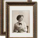 Vintage 11x14 Picture Frame, Ornate Antique Gold 11x14 Frame with Tempered Real Glass, Display 8x10 with Mat or 11 x 14 without Mat for Retro Wall Decor (Brown/Gold, 2 Pack)