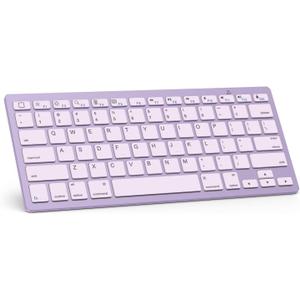 OMOTON Ultra-Slim Bluetooth Keyboard for iPad 11th/10th/9th/8th/7th, iPad Pro/Air/Mini and iPhone Series, Wireless iOS Keyboard with 12 Multimedia Keys for Office, Home, Travel, School, Purple