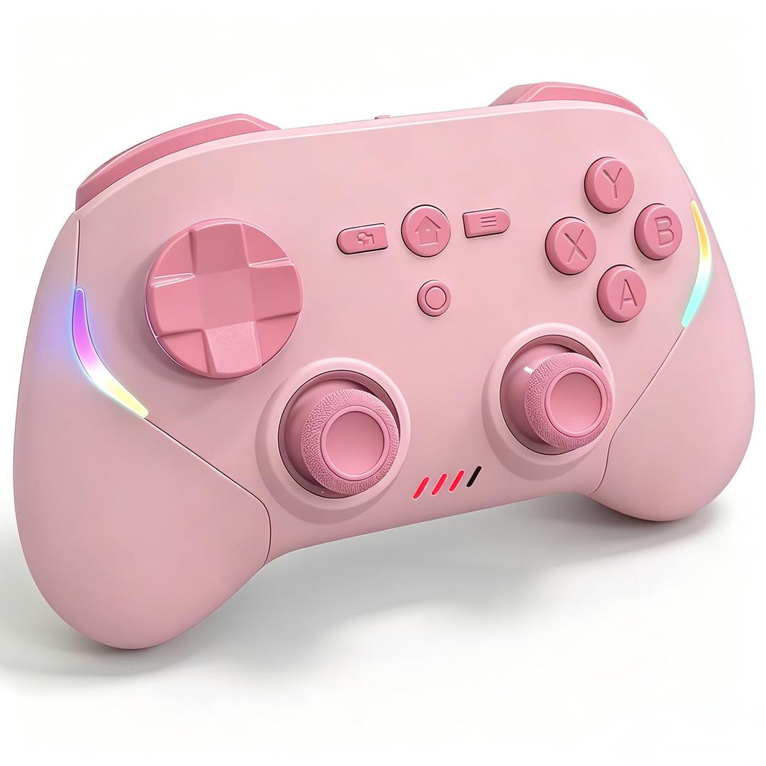 Wireless Gaming Controller for iPhone/iPad/iOS/Android/Tablet/Windows PC/Switch 2, Bluetooth Mobile Phone Gamepad with Hall Joysticks/Hall Triggers/RGB Lights/Vibration/Six-Axis Gyro/Xbox Cloud Game