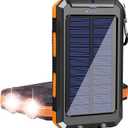 Solar Charger, 38800mAh Portable Type-C Solar Power Bank for All Cellphones, Waterproof Battery Pack, Outdoor External Backup Power Charger Three Outputs/LED Flashlights, Perfect for Camping Travel
