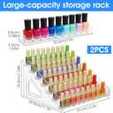 2 Pack Acrylic Nail Polish Organizer 84 Bottles of 7 Layers Acrylic Display Rack Clear Nail Polish Paint Organizer Holder Rack Eyeglasses Shelf Essential Oils Holder Stand No Tool Needed Assembly