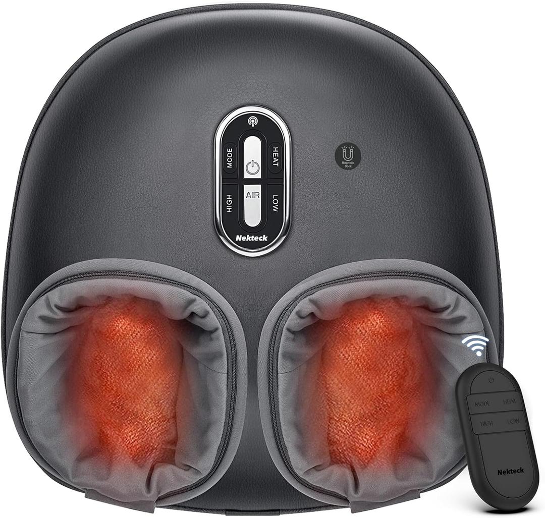 Nekteck Foot Massager with Heat: 2026 Upgraded Remote Control Shiatsu Feet Massager for Plantar Fasciitis, Deep Kneading Therapy Air Compression Massage Tools for Foot Health, Gifts for Men Women