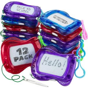 Mini Magnetic Drawing Board for Kids  Pack of 12 with Keychain Clip Erasable Doodle Sketch Writing Pad, Treasure Box Toys for Classroom Birthday Prizes Party Favors, Goodie Bags Stuffers for Kids