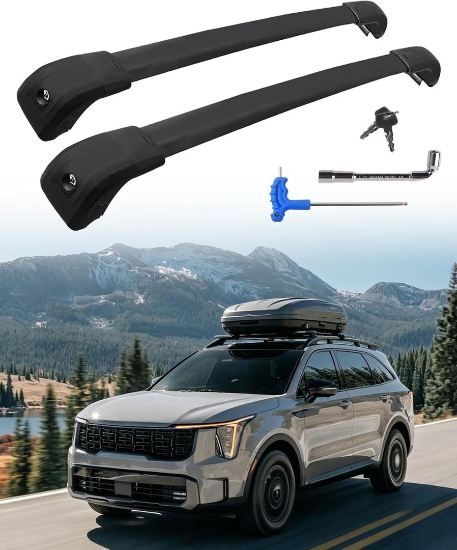220lbs Upgraded Sorento/Sorento Hybrid Roof Rack Cross Bars Compatible with 2021-2025 Sorento and Sorento Hybrid (Only for Flush Side Rails), Heavy Duty Aluminum Cargo Bars for Rooftop Cargo Carrier