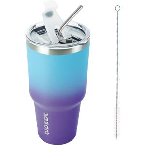 BJPKPK 30oz Color Block Tumbler With Lid And Straw,Stainless Steel Double Wall Vacuum Insulated Tumblers,Ocean Dream