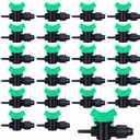 Hiboom 20 Pcs Drip Tape Irrigation Fittings 5/8"(16 mm) x 1/4" Barb Tubing Takeoff Adapter Valve Extended Barb Design for Green T Handle Adjustable Shut Off Watering Plants in Gardens Lawn
