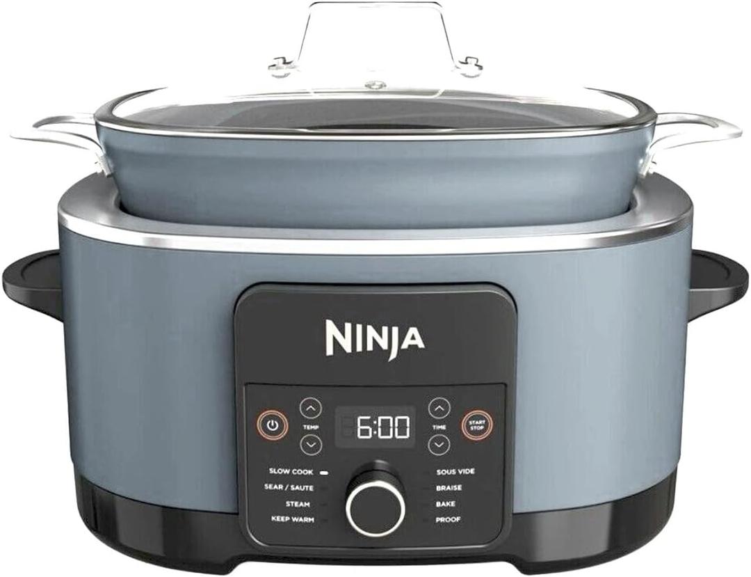 Ninja MC1001 Foodi PossibleCooker PRO 8.5 Quart Multi-Cooker, with 8-in-1 Slow Cooker, Pressure Cooker, Dutch Oven & More, Glass Lid & Integrated Spoon, Nonstick, Oven Safe Pot to 500F, Sea Salt Grey 