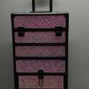 Makeup Train Case with Drawer, Rolling Makeup Case, Cosmetology Case on Wheels, Gift, Large Makeup Case Organizers, Professional for Salon Barber, Nail, Tattoo, Black Colourful