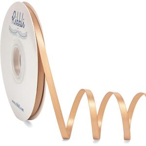 Ribbli Tan Satin Ribbon,Double Faced Satin 1/4 inch x Continuous 50 Yards,Champagne Ribbon Use for Bows Bouquet,Gift Wrapping,Wedding Decoration,Floral Arrangement