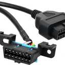 Universal OBD2 16 Pin Splitter Y Open Cable Male to Two Female Cable J1962 OBD II 1 Male to 2 Female Connector with Underdash Mount Bracket 30cm/12 inch