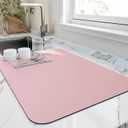 HotLive Dish Drying Mat for Kitchen Counter, Heat Resistant Drainer Mats with Non-slip Rubber Backed, Hide Stain Kitchen Super Absorbent Draining Mat, Easy to Clean Dish Rack Pad, Pink 16"x18"