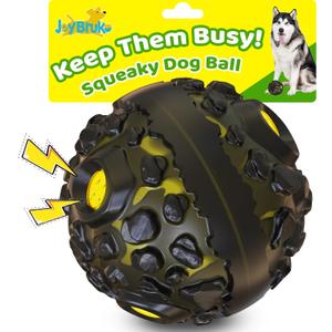 Dog Ball for Aggressive Chewers - Interactive Dog Toy Giggle Balls Fun Squeaky Sound to Keep Them Busy, Durable for Small Medium Large Breeds, Rubber Chew Toys, As Seen on TV, Black & Yellow