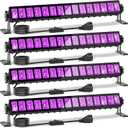 4 Pack LED Black Lights, Blacklight Bars with Plug+Switch+6ft Cord, Light Up 24x24ftx4, IP66 Waterproof Blacklight for Glow Party, Fluorescent Poster, Body Paint, Halloween Decorations, Bedroom, Stage