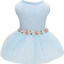 CuteBone Blue Tulle Skirt Dog Wedding Bridesmaid Dress for Puppy with Lace Trim at Waist - Comfortable, Stylish, and Perfect for Special Occasions HBQ03M (Medium)
