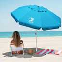 AMMSUN 7ft Heavy Duty High Wind Beach Umbrella with Sand Anchor & Tilt Sun Shelter UV 50+ Protection Outdoor Sunshade Umbrellas Carry Bag for Patio Garden Pool Backyard Teal