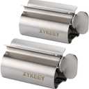 XYKEEY Set of 2 Toothpaste Squeezer Rollers, Metal Toothpaste Tube Wringer Seat Holder Stand (Stainless Steel)