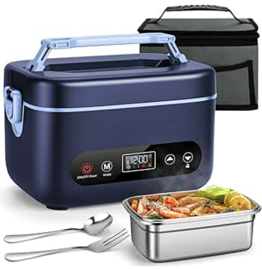 1.2L Cordless Electric Lunch Box – 20000mAh Rechargeable Portable Food Warmer with 5-Sided Heating, Auto Temperature Control, Leakproof & BPA-Free – Perfect for Office, Truck, Outdoors Blue