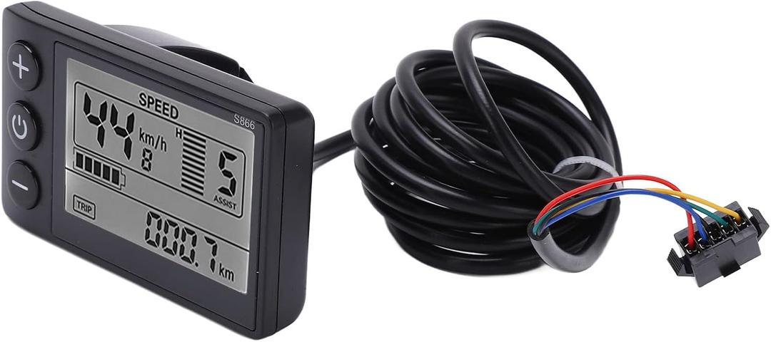 Electric Bikes LCD Display, S866 Electric Bicycles LCD Display Meter 24V 36V 48V Control Panel with Plug Replacement for Electric Scooter Ebikes