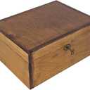 Large Wooden Box with Lock and Key, Vintage Memento Box for Men and Women, Rustic Brown Decorative & Lockable Memory Keepsake Box with Hinged Lid, Secret Lock Box, Keepsake Chest (Brown)