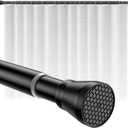 Shower Curtain Rod 45-77 Inch Black Shower Rod Tension Rod Adjustable Curtain Rod No Drilling Tension Curtain Rod Shower Rods for Bathroom Windows