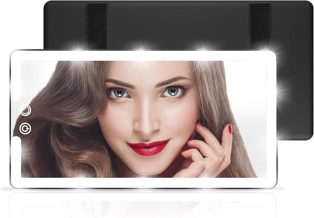 Led Sun Visor Vanity Mirror, Upgraded Large Car Mirrors with Lights, Dimmable Light up Vanity Makeup Mirror for Car,Rechargeable Universal Rear View Visor Mirrors