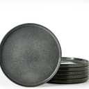 famiware Star Salad Plates for 6, 8 inches Plate Set, Stoneware Dinnerware, Small Dinner Plates for Dessert, Salad, Appetizer,Deep Forest