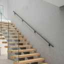 Rothley Industrial Stair Railing Indoor: 11.8Ft Metal Handrail for Indoor Stairs Matte Black Stair Rail Attach to Wall Staircase 1.6" Round Pipe Hand Railings for Elderly & Kids