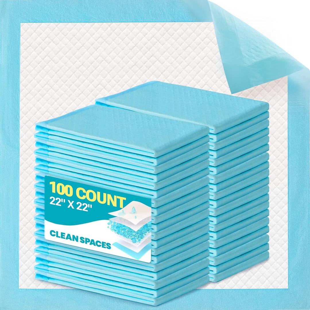 100 Count Super Absorbency Puppy Pads 22"x 22", Leakproof Quick Drying Dog Training Pee Pads, Puppy Pee Pads, Disposable Underpads Changing Pads for Baby, Puppy and Adults (Blue)