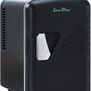 Iceblue Mini Fridge, Retro 4 Liter /6 Cans Mini Skincare Fridge, AC Plug & 12V Car Charger Mini Makeup Fridge, Compact & Portable 4A Cooling Tiny Fridge for Bedroom, Car, Office, Dorm, Gift (Black)