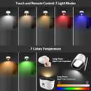 2 x Amouhom LED Wall Sconce with Remote Touch Control Wall Mounted Night Light 5 Brightness Levels &7 Colors with 2500 mAh Battery 360 Rotating Bedside Lamp for Bedroom Living Room (B02-white)