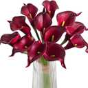 Letjolt Artificial Calla Lily Red Flowers 12Pcs for Wedding Bouquet Home Decoration Faux Calla Lilies Flower, Dark Red