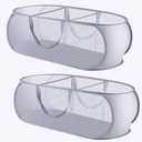 2 Pack Mesh Foldable Laundry Basket, 3 Compartments Up Mesh Hamper with Handles, Mesh Laundry Hamper for Laundry Room, Bathroom, Room, College Dorm or Travel (Grey)