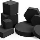 8PCS Geometric Cube Photo Props Set, Hard Foam Photography Background Props for Goods, Crafts, Lipstick, Jewelry, Cosmetics, Makeup Tools, Food (Black)