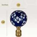 Royal Designs, Inc. Blue/White Porcelain Ball Ornament Design Finial for Lamp Shade, Polished Brass, Pack of 2