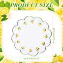 Qinyoung 6 Pieces Lemon Placemats 13.8 Inch Scalloped Embroidery placemats Fabric Linen Cotton mats Set Round Decorative Dining Table Mats for Wedding Birthday Bridal Party Decor
