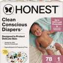 The Honest Company Comfort Dry Disposable Daytime Diapers for Sensitive Skin, Hypoallergenic, Fragrance-Free, Fall '25 Seasonal Prints, Club Box, Size 1 (8-14 lbs), 78 Count
