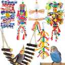 KATUMO Bird Toys, Parakeet Swing Parrot Ladder Cockatiel Perch Conure Hanging Bell Toys for Parakeet Conure Cockatiel Mynah Love Bird Small Birds